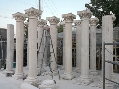 個人住宅カスタマイズされた天然石の柱大理石の柱廊玄関石の販売のためのローマの柱