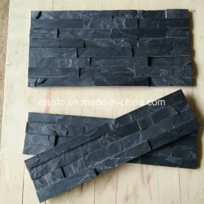 装飾用の自然な黒いスレート壁パネルの棚石