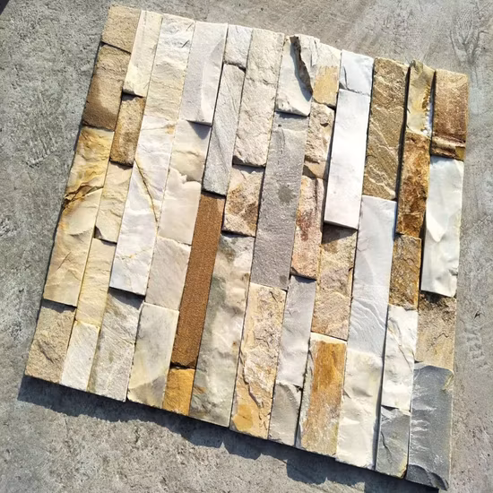 自然な黄色の文化石材スレート壁被覆棚石